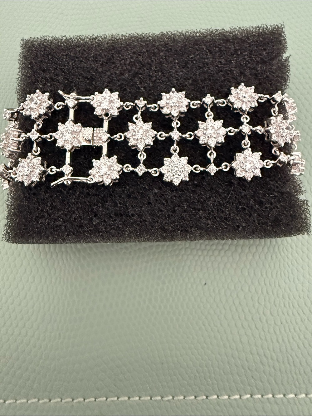 Sterling Silver Floral Crystal Bracelet - Picture 3 of 6